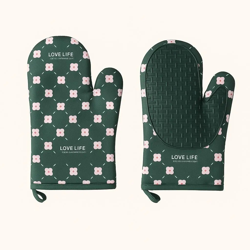 Hannah Oven Mitts – Heat Resistant Cotton & Silicone Gloves