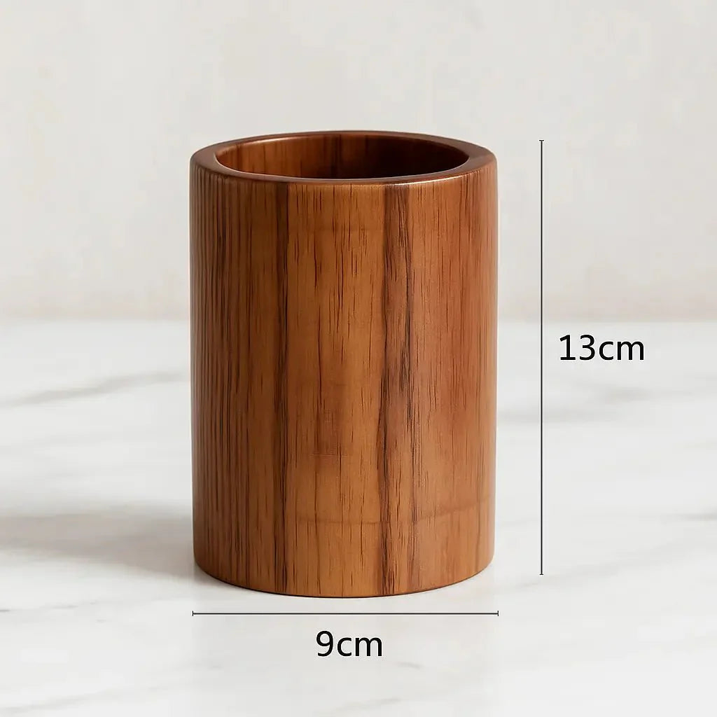 Acacia Wood Utensil Holder and Spoon Rest Set