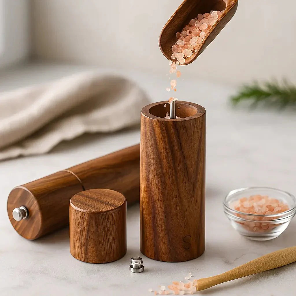 Acacia Wood Salt & Pepper Mill Set