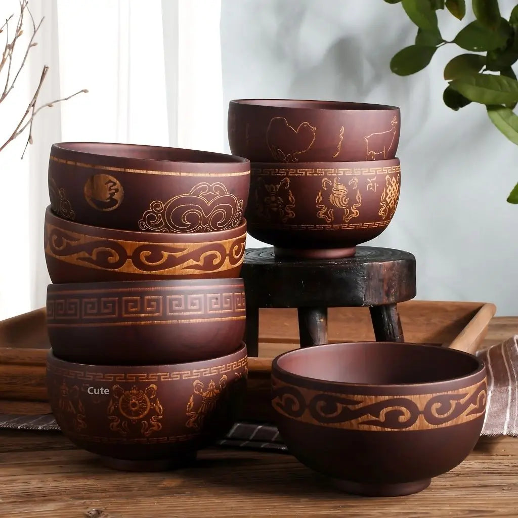 Arden Hand-Carved Wooden Bowl