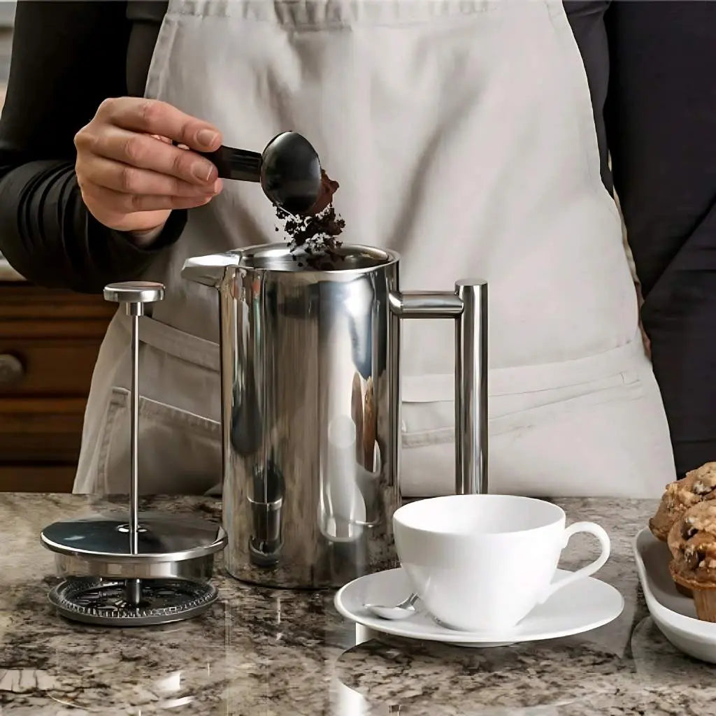 Logan Stainless Steel French Press – Double Wall Coffee Maker